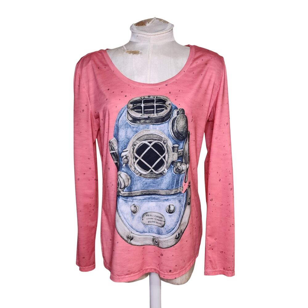 REEL LEGENDS Women's Linnea Lea Szymanski Long Sleeve Diving Helmet Top Size‎ M